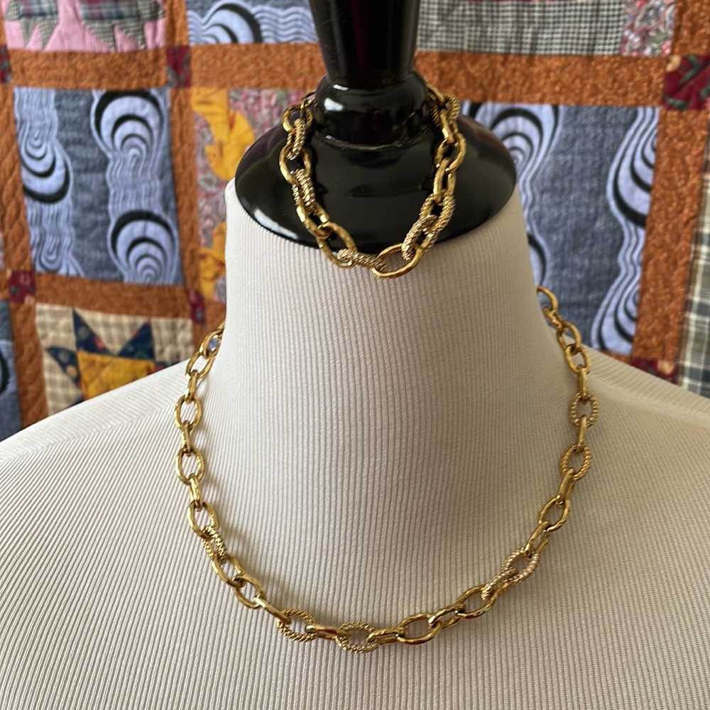 Stella & Dot Christina Gold Necklace and Bracelet Set